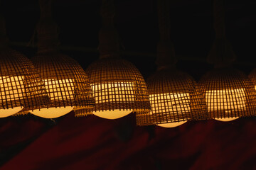 Bamboo ceiling lamp with clipping path