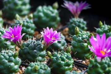 Purple cactus flower is blooming in the  garden
