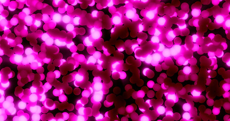 Purple bright glowing energy balls garlands with light festive Christmas background