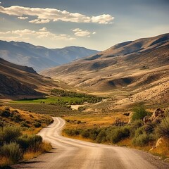 Lonely road in the foothills of the sierra nevada - obrazy, fototapety, plakaty
