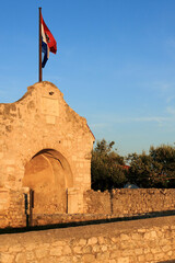 sundown on an ancient gate in Nin, Croatia
