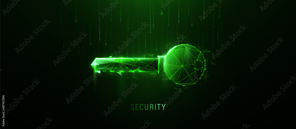 Leinwandbilder digital private key. cyber security privacy. data protection. antivirus. low polygonal and wireframe