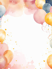 Watercolor Birthday illustration baby shower background balloons pattern invitation card wallpaper 
