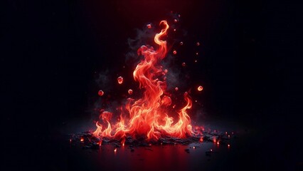 Obraz premium Red Fire flames in the dark