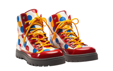 Comedic Appeal Playful Clown Footwear on a White or Clear Surface PNG Transparent Background