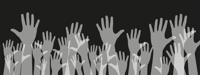 Outstretched, growing hands. The multicultural concept of the community team. Vector illustration.
