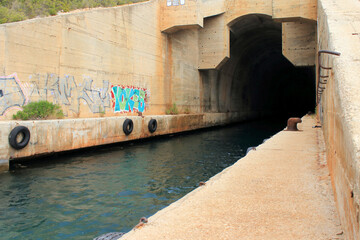 submarine bunker in the Rogacic bay,  the island Vis, Croatia