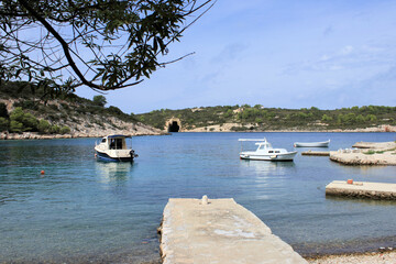 Obraz premium the Rogacic bay with submarine bunker, the island Vis, Croatia