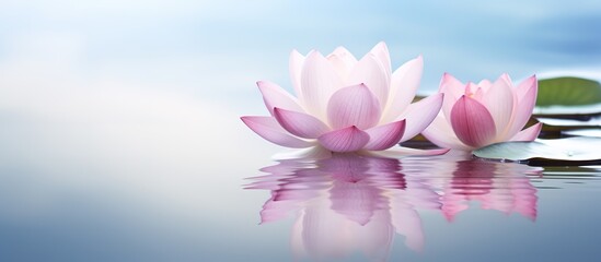 Tranquil Lotus Flowers Floating on Water