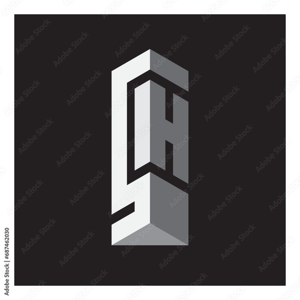 Poster sh. 5h logo. letter h and number 5 logotype. vector design element or 3d icon.