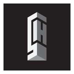 SH. 5H logo. Letter H and number 5 logotype. Vector design element or 3d icon.