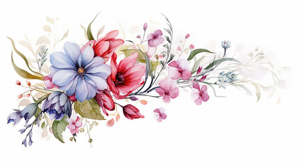 Watercolor Floral Bouquet Corner. spring floral watercolor panting