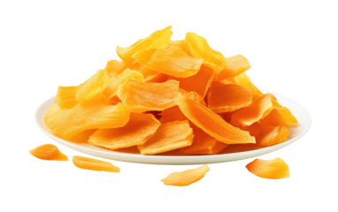 Burst of Flavor Dried Papaya Essence on a White or Clear Surface PNG Transparent Background