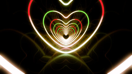 Heart Neon Line love tunnel glowing fluorescent lights corridor stage CG illustration