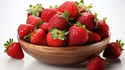 Red strawberries delicious vitamin fresh sweet bright on a plate on the table, tasty and healthy food isolated on a white background