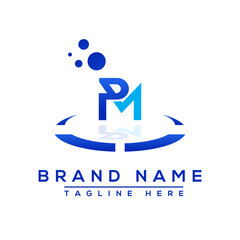 Letter PM blue logo Professional for all kinds of business