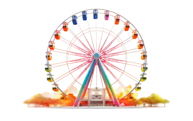 Selbstklebende Fototapeten Iconic Ferris Wheel Heightened Thrills on a White or Clear Surface PNG Transparent Background © Usama