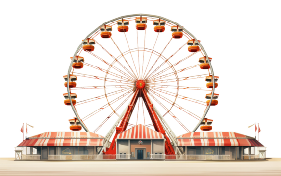 Whirl of Fun Iconic Ferris Wheel on a White or Clear Surface PNG Transparent Background
