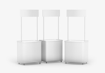 Advertising display stand on a white background.