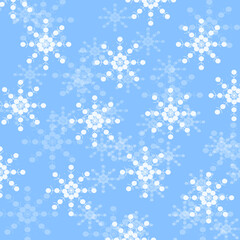 White snowflakes winter pattern on blue background