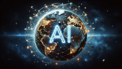 AIと近未来と人が共存し明るい未来を照らし出している-AI, the near future, and people are coexisting and illuminating a bright future.