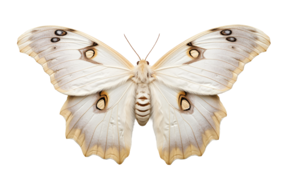 Luminous Flutter Giant Silk Moths Dance on a White or Clear Surface PNG Transparent Background