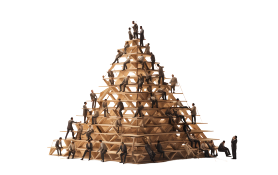 Human Pyramid Astounding Group Formations on a White or Clear Surface PNG Transparent Background - Powered by Adobe
