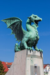 Ljubljana Slovenia. 10-03-2023. Statue in Ljubljana in Slovenia.