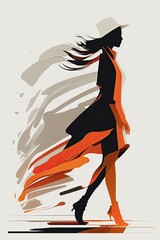 Silhouette of a girl in motion. Women's walk gor Defile.
