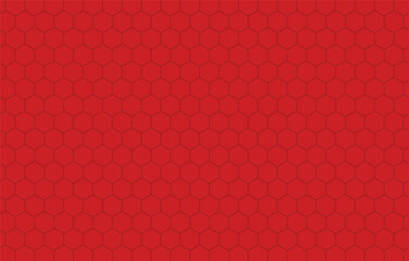 Red technology background with seamless pattern background. Grid seamless pattern. Hexagonal cell texture. Honeycomb on red background.