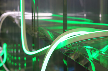 Green led neon flexible strip light illuminated.