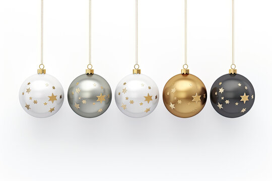 hanging christmas balls isolated on white background