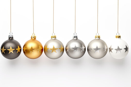 hanging christmas balls isolated on white background