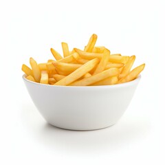 Crispy Golden French Fries in a White Bowl. Generative ai