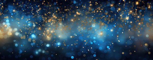 festive abstract background of glitter glow gold on blue, Generative Ai - obrazy, fototapety, plakaty