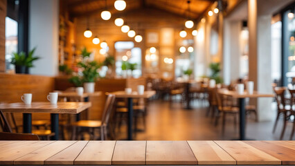 Blurred Restaurant Interior with Tables and Chairs