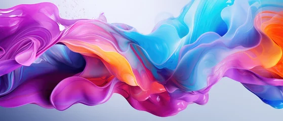 Foto op Plexiglas colorfull liquid acrylic paint or fluid bubble flow wallpaper, Abstract background,  AI generative © Onchira
