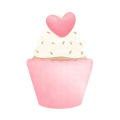 pink cup cake with heart