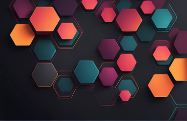 AI-generated abstract artwork showcases hexagons against a dark backdrop, creating a visually striking composition with a harmonious interplay of shapes.