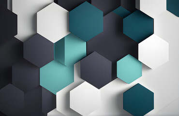 AI-generated abstract artwork showcases hexagons against a dark backdrop, creating a visually striking composition with a harmonious interplay of shapes.