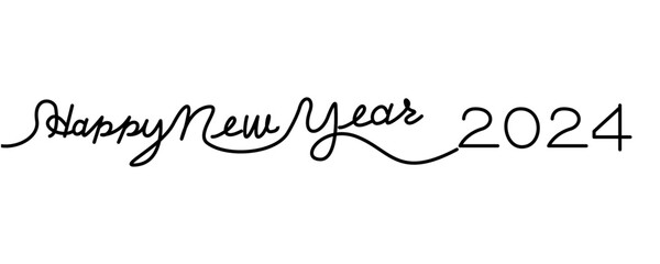 2024 happy new year illustration. Simple hand drawing lettering for new year celebration. Vector illustration.