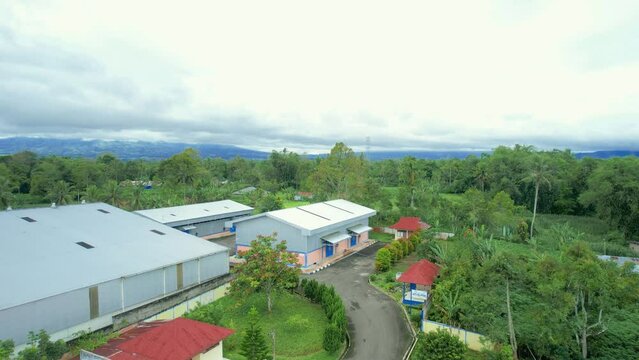 aerial view of BUMN's Bulog warehouse, Indonesia