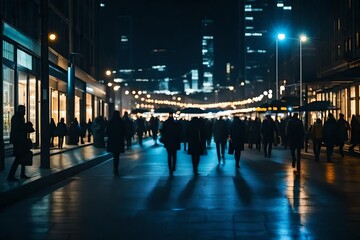 time lapse photography of fast moving and busy people in city at night-