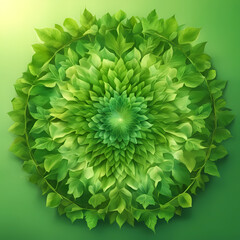 Abstract green leaf mandala.