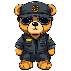 Fototapeta premium Cute Teddy Bear Air Force Clipart Illustration