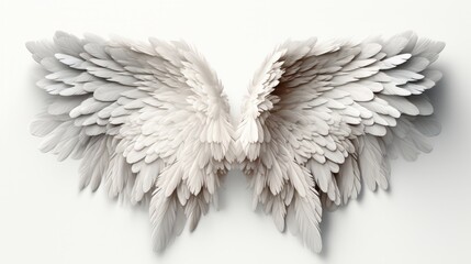 Fototapeta premium White angel wings isolated on a white background