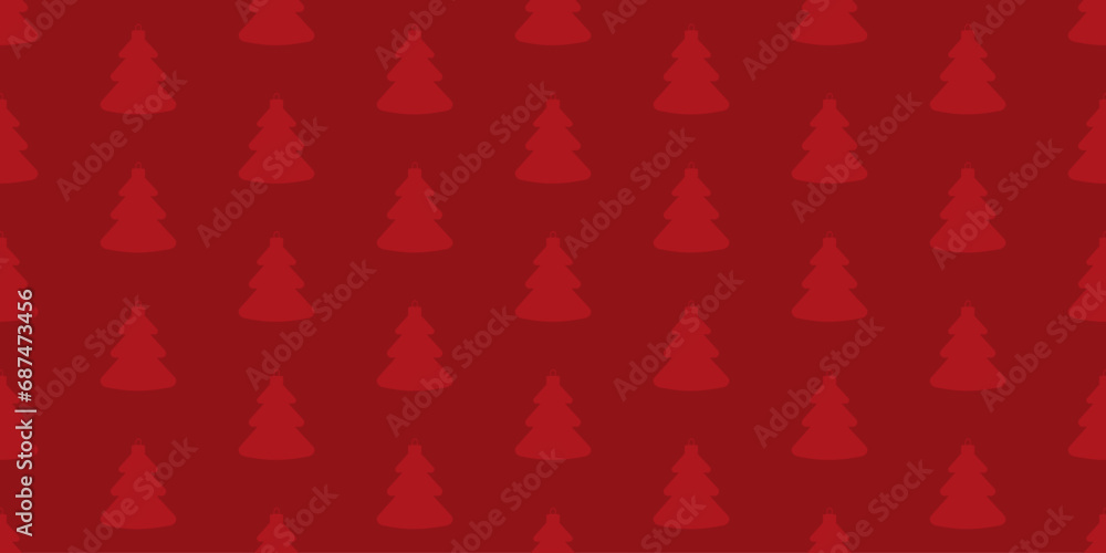 Poster seamless red pattern with a silhouette of a christmas tree ornament in the shape of a fir tree. red 