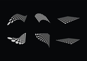 dots waves halftone decorative icon vector design collection