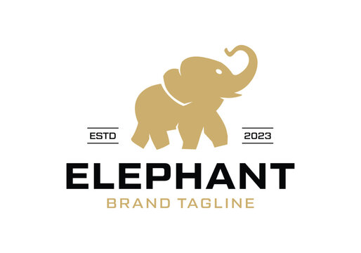 Cute elephant silhouette logo icon vector illustration design