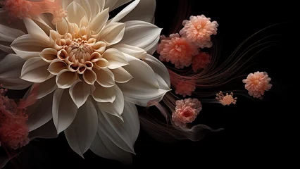 Deurstickers Photo of beautiful flowers on black background, plant documentary, time lapse © 대연 김